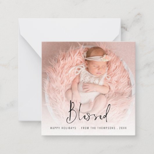 小さいサイズ |フォトス賛美クリプト名の年の休日 ノートカード (正面)