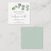 小さいサイズ |ユーカリモダンプタススクリプト日付の保存 ノートカード (正面/裏面)