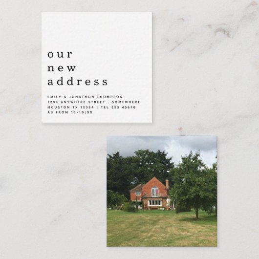 小さいサイズ |新しいシンプルアドレスを移動する写真 ノートカード (正面/裏面)