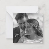 小さいサイズ |新婚白黒写真ありがとう ノートカード (裏面)