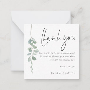 小さいサイズ Eucalyptus Photo 結婚's Thank ノートカード