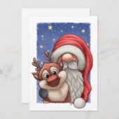 小さいサンタおよび彼の小さいトナカイ シーズンカード (正面/裏面)