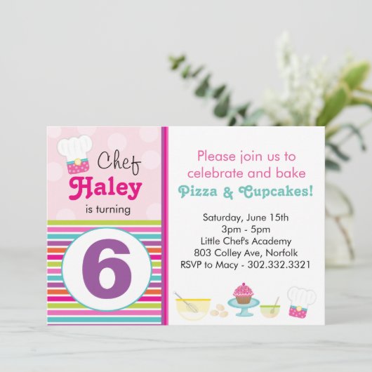 小さいシェフのベーキングのパーティの招待状 招待状 (スタンド正面)