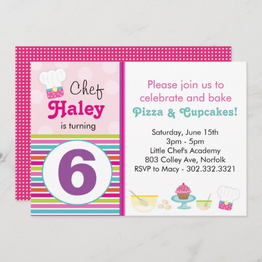 小さいシェフのベーキングのパーティの招待状 招待状 (正面/裏面)
