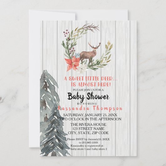小さいシカはほとんどここにベビーシャワーいます 招待状 (正面)