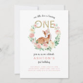 小さいシカは1つの誕生会を回しています 招待状 (正面)