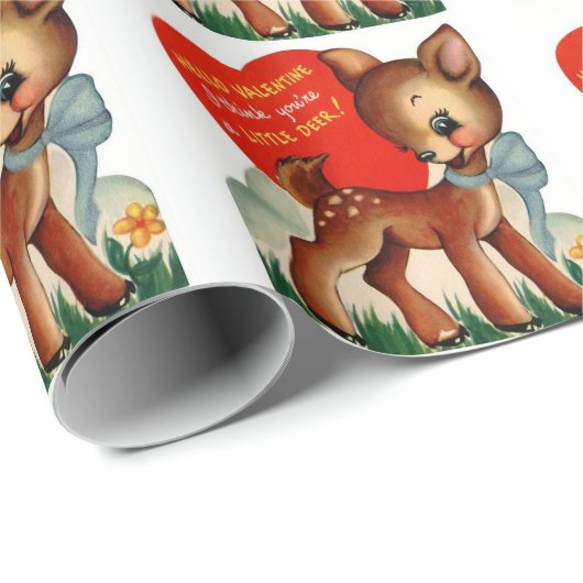 小さいシカ|のヴィンテージのバレンタイン|の包装紙 ラッピングペーパー (ロールコーナー)