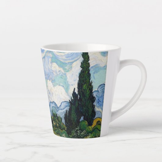 小さいシプレス付き小麦畑 カフェラテマグ (右)