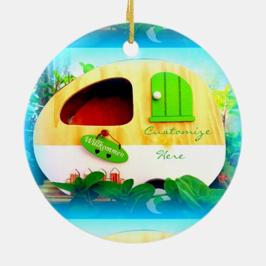 小さいジプシーのキャラバンの家 セラミックオーナメント (裏面)