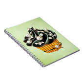 小さいスカルを搭載するハロウィンの黒いカップケーキ ノートブック (右側)