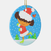 小さいスケート選手の円形の記念品のオーナメント セラミックオーナメント (右)