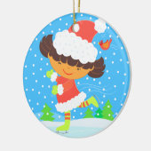 小さいスケート選手の円形の記念品のオーナメント セラミックオーナメント (左)