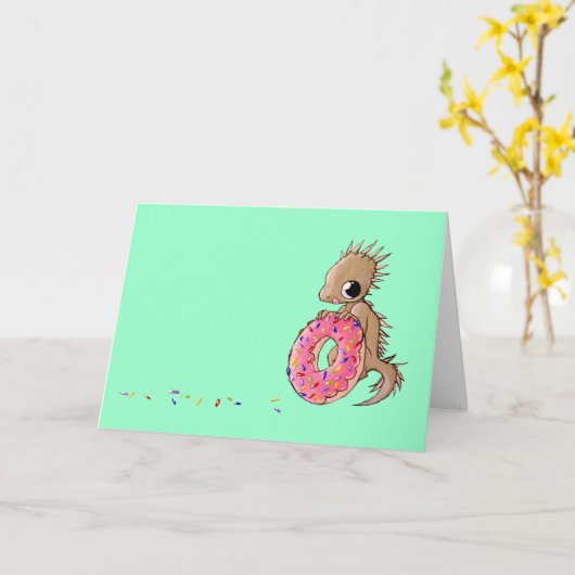 小さいトカゲはとのドーナツ挨拶状を振りかけます カード (黄色い花)