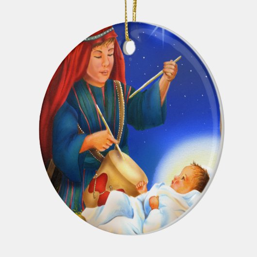 小さいドラマーの男の子のオーナメント セラミックオーナメント (左)