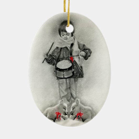 小さいドラマーの男の子のオーナメント セラミックオーナメント (裏面)