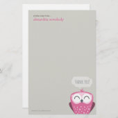 小さいノートはピンクのフクロウ感謝していしています 便箋 (正面/裏面)