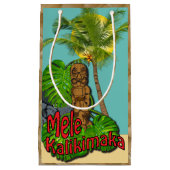小さいハワイアンのTiki Mele Kalikimakaのクリスマス スモールペーパーバッグ (正面)