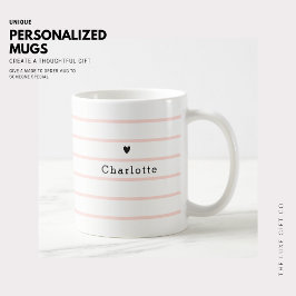 小さいハートストライプモノグラムコーヒーティーマグカップ コーヒーマグカップ