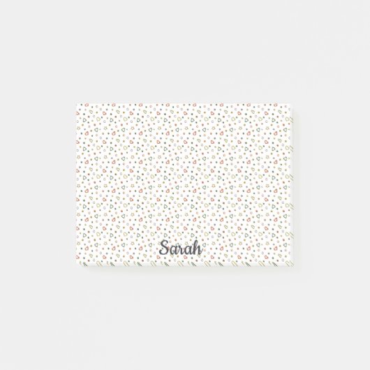 小さいハート名前を追加かわいいオフィスギフト ポストイット (正面)