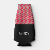 小さいハート白い赤の黒のパターン ボトルクーラー (正面)