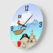 小さいバッカニアのベビーの海賊ビーチの柱時計 ラージ壁時計 (傾斜)