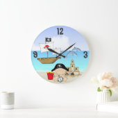 小さいバッカニアのベビーの海賊ビーチの柱時計 ラージ壁時計 (ホーム)