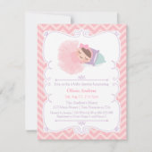小さいバレリーナのチュチュの女の子のベビーシャワー招待状 招待状 (正面)