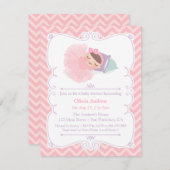小さいバレリーナのチュチュの女の子のベビーシャワー招待状 招待状 (正面/裏面)