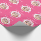 小さいパーソナライズされたハートピンク ラッピングペーパー (角)