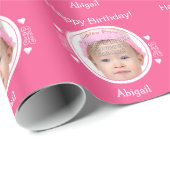 小さいパーソナライズされたハートピンク ラッピングペーパー (ロールコーナー)