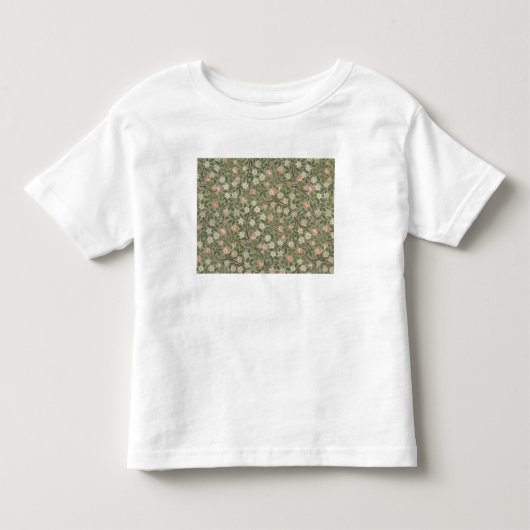 小さいピンクおよび白い花の壁紙のデザイン トドラーTシャツ (正面)