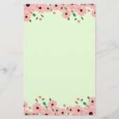 小さいピンクの夏の花のボーダー 便箋 (正面)