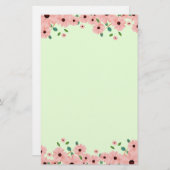 小さいピンクの夏の花のボーダー 便箋 (正面/裏面)