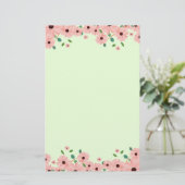 小さいピンクの夏の花のボーダー 便箋 (スタンド正面)