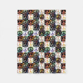 小さいピースサインのモザイク フリースブランケット (正面)