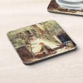 小さいフラワー・ガール(キャンバスの油) コースター (左側)