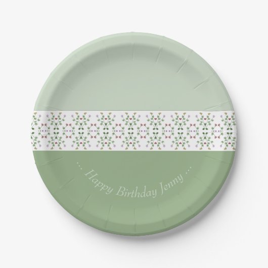 小さいフローラアクセント付きパターン ペーパープレート (正面)