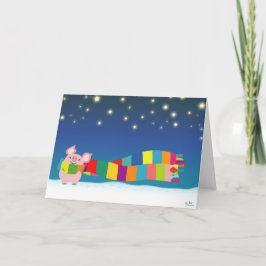 小さいブタのクリスマスの挨拶状 シーズンカード