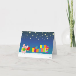 小さいブタのクリスマスのnotecard シーズンカード