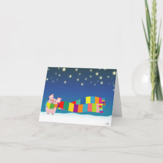 小さいブタのクリスマスのnotecard シーズンカード