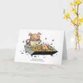 小さいブタ カード (黄色い花)