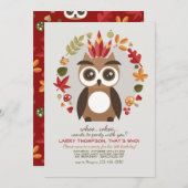 小さいブラウンのフクロウの招待状 招待状 (正面/裏面)
