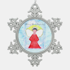 "小さいブラウンの天使のグリッター"の雪片のオーナメント スノーフレークピューターオーナメント