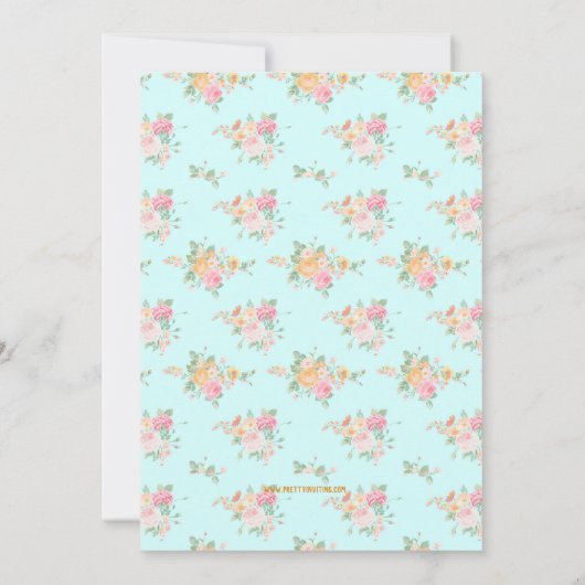 小さいプリンセスのぼろぼろの上品によってはベビーシャワーが開花します 招待状 (裏面)