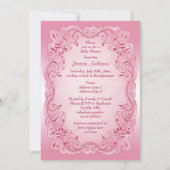 小さいプリンセスのベビーシャワーの金ゴールドの王冠のピンクフレーム 招待状 (裏面)