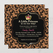 小さいプリンセスの王冠のヒョウのプリントのベビーシャワー 招待状 (正面/裏面)