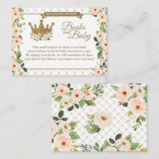 小さいプリンセスの白い赤面の花のベビーの図書館 エンクロージャーカード (正面/裏面)