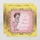 小さいプリンセスは彼女の方法ベビーシャワーにあります 招待状 (正面/裏面)