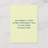 小さいベビーおよび彼/彼女の少しペット育児カード 名刺 (裏面)