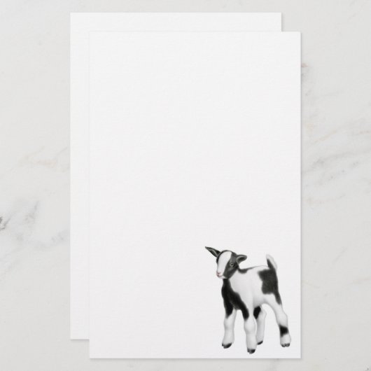 小さいベビーのヤギの文房具 便箋 (正面/裏面)